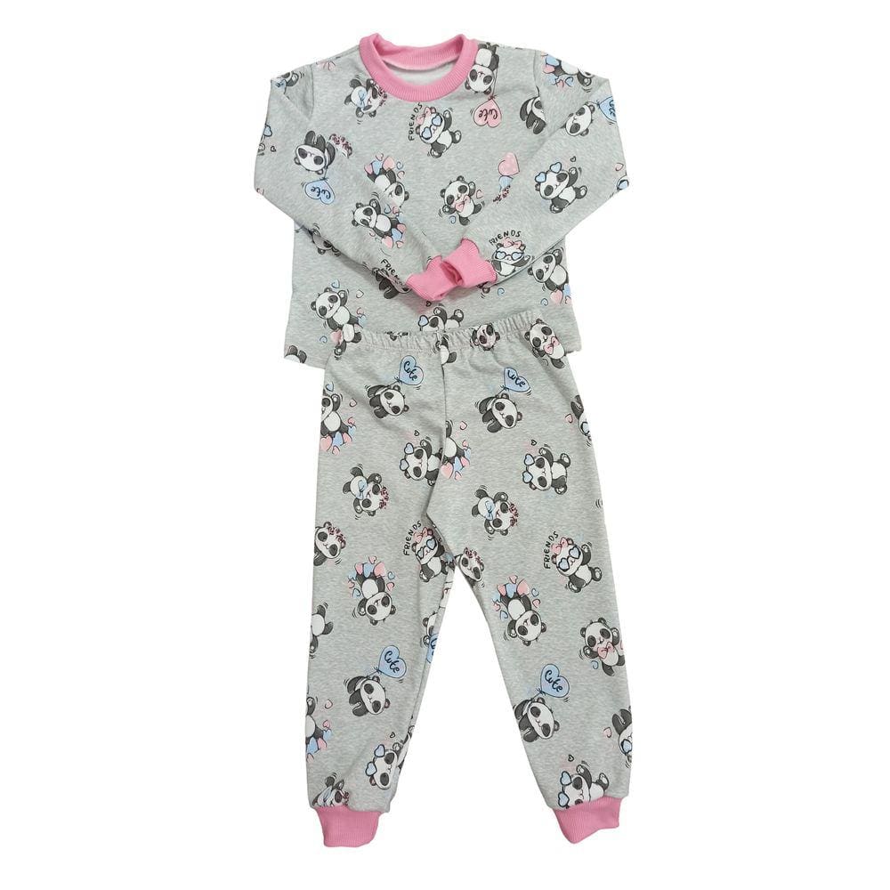 Pijama infantil feminino manga longa inverno quentinho moletinho flanelado por dentro 0 a 4 anos