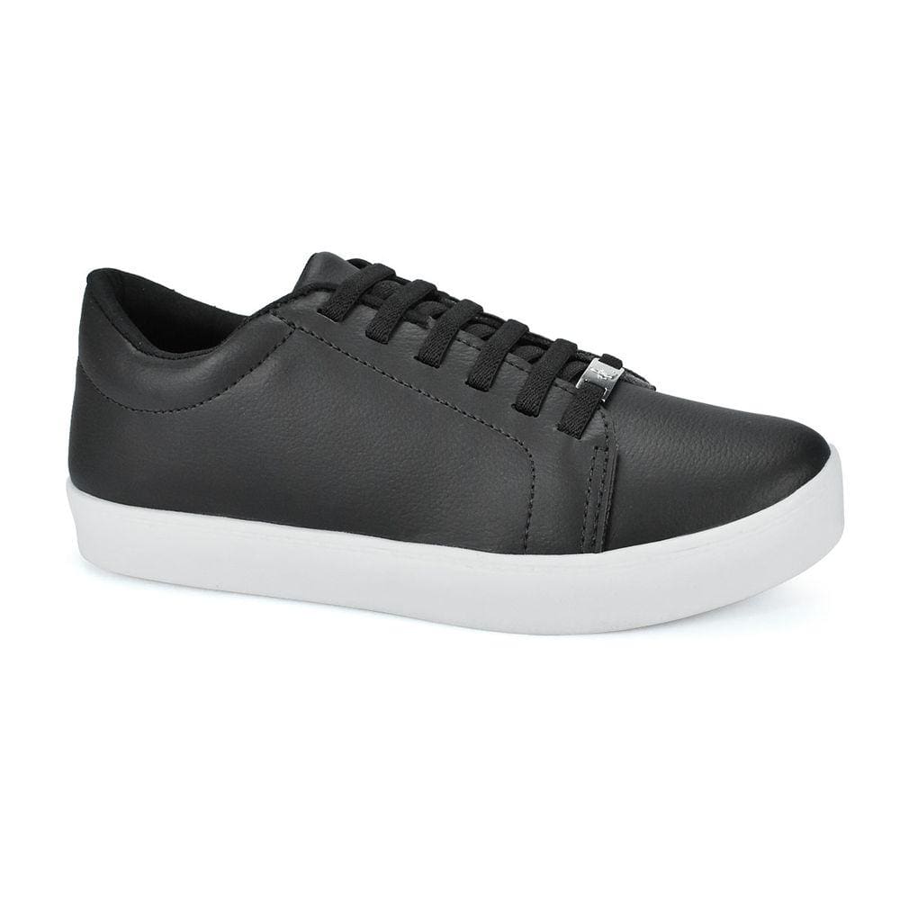 Tenis Casual Sapatenis Godiva Preto Cadarço Elastano Confortavel