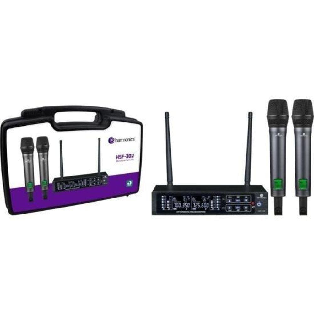 Microfone Sem Fio Harmonics Hsf-300 Duplo [f002]