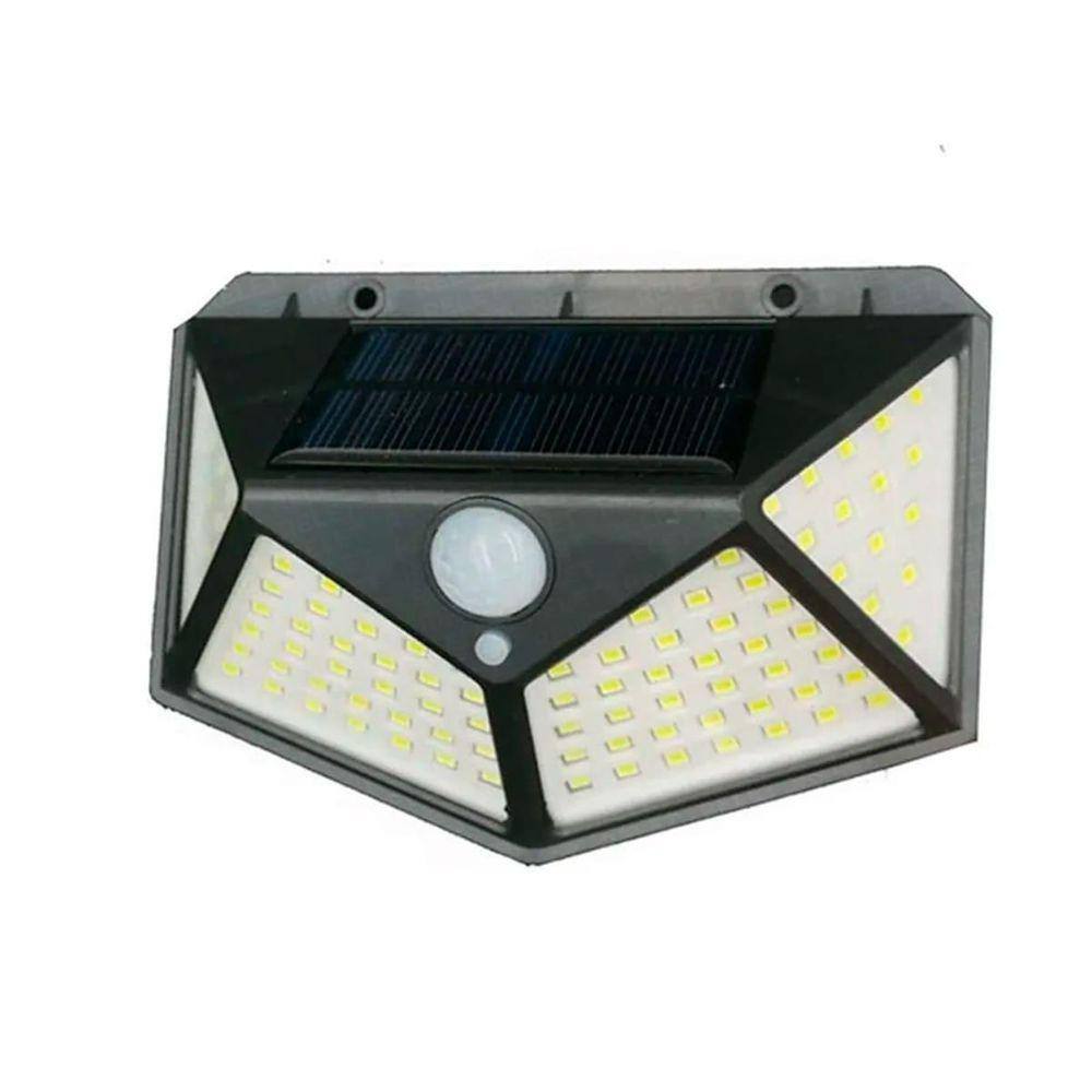Luminária Solar 100 Led Parede Luz Com Sensor A Prova D`Água
