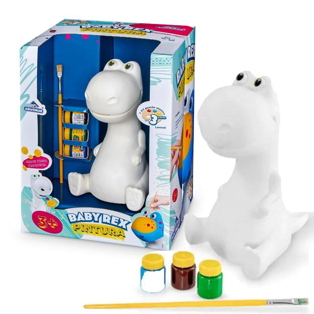 Dinossauro De Brinquedo Para Pintar Lavável Dino Rex Baby