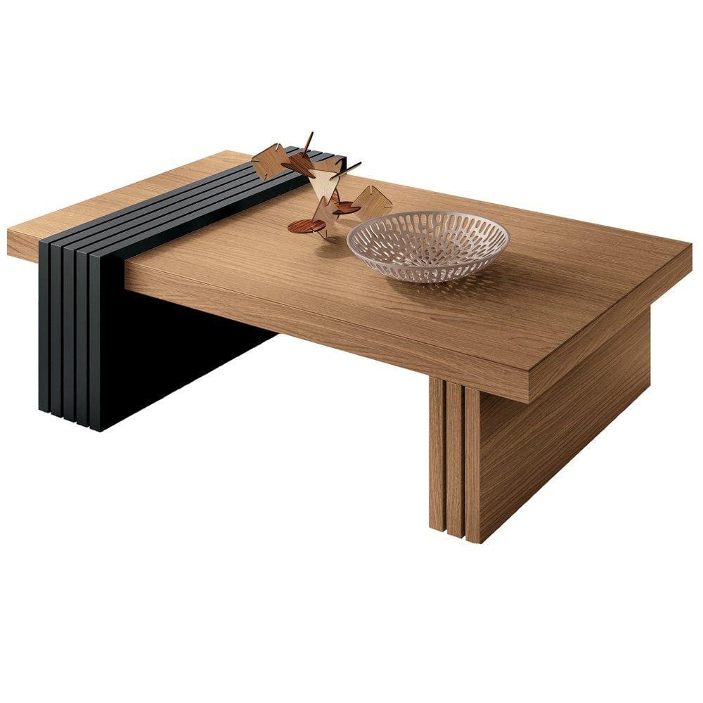 Mesa de Centro Com Detalhe Ripado Tammy H01 Preto/Freijó - Mpozenato