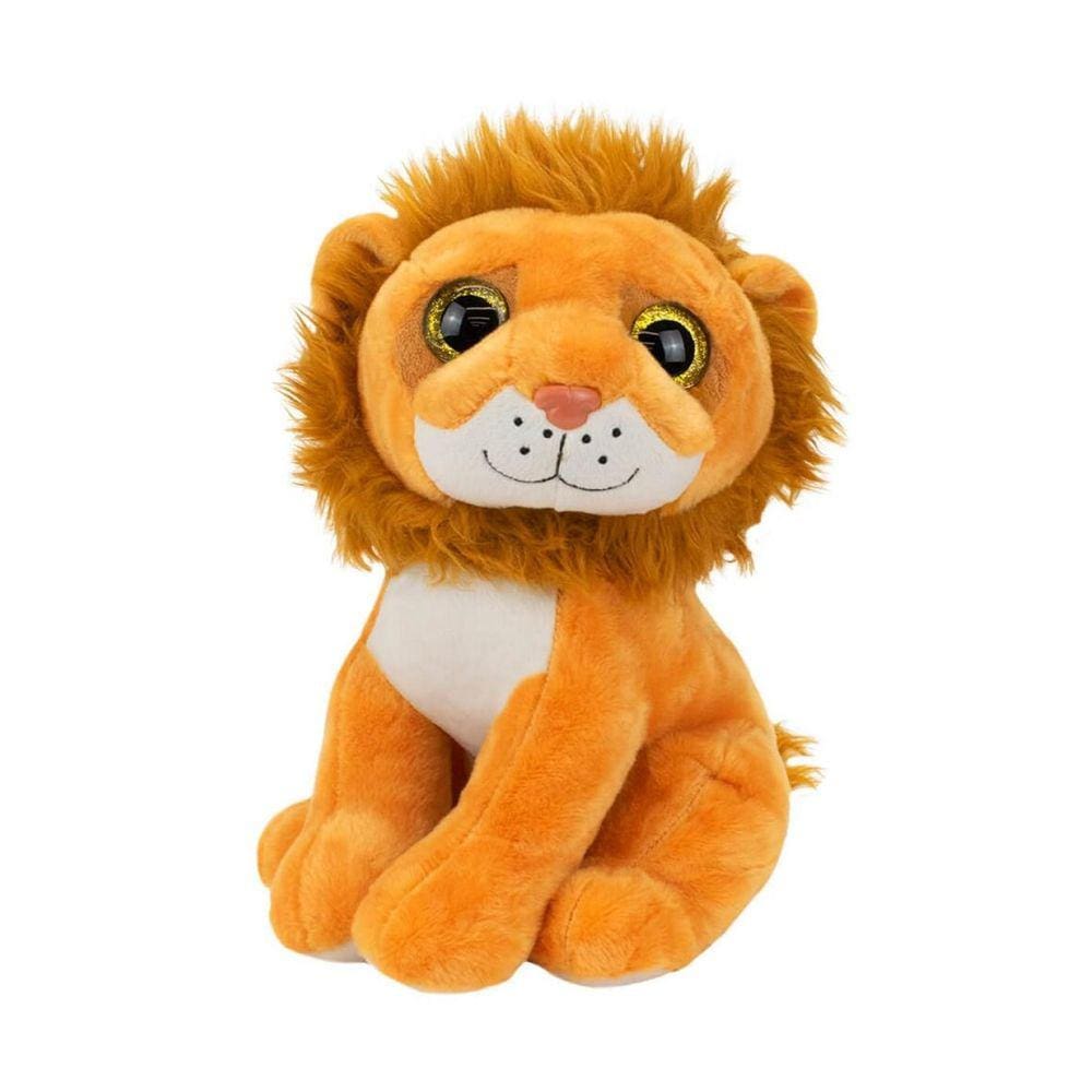 Leão Sentado De Pelúcia Com Olhos Brilhantes - 26 Cm