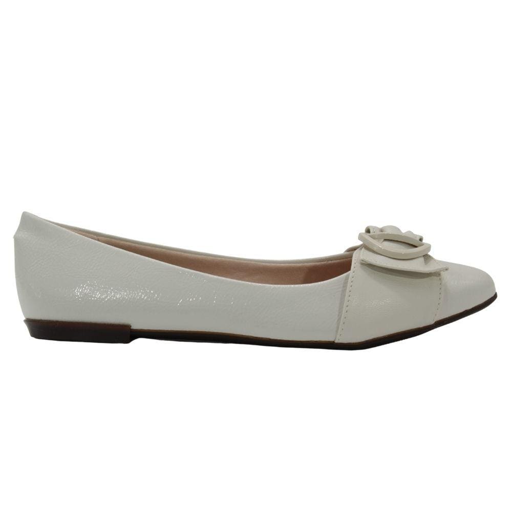 Sapatilha Feminina Moleca 5301.376 Verniz Branco Off