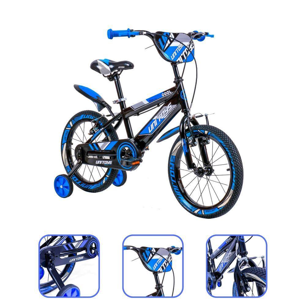 Bicicletinha Aro 16 Menino Aventura Azul Kids UNITOYS