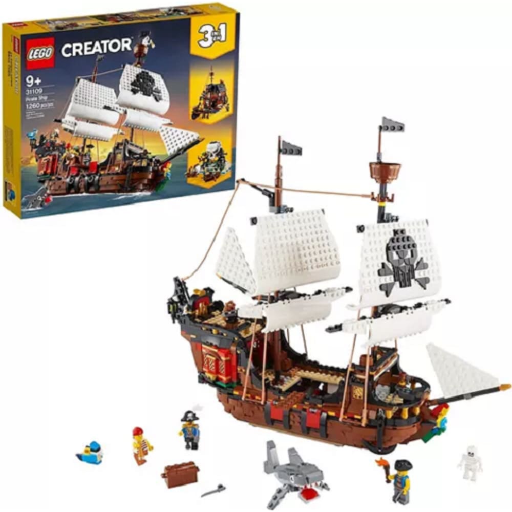Lego 31109 Creator 3 em 1 Navio Pirata Ilha Caveira Taverna - 1260 Peças