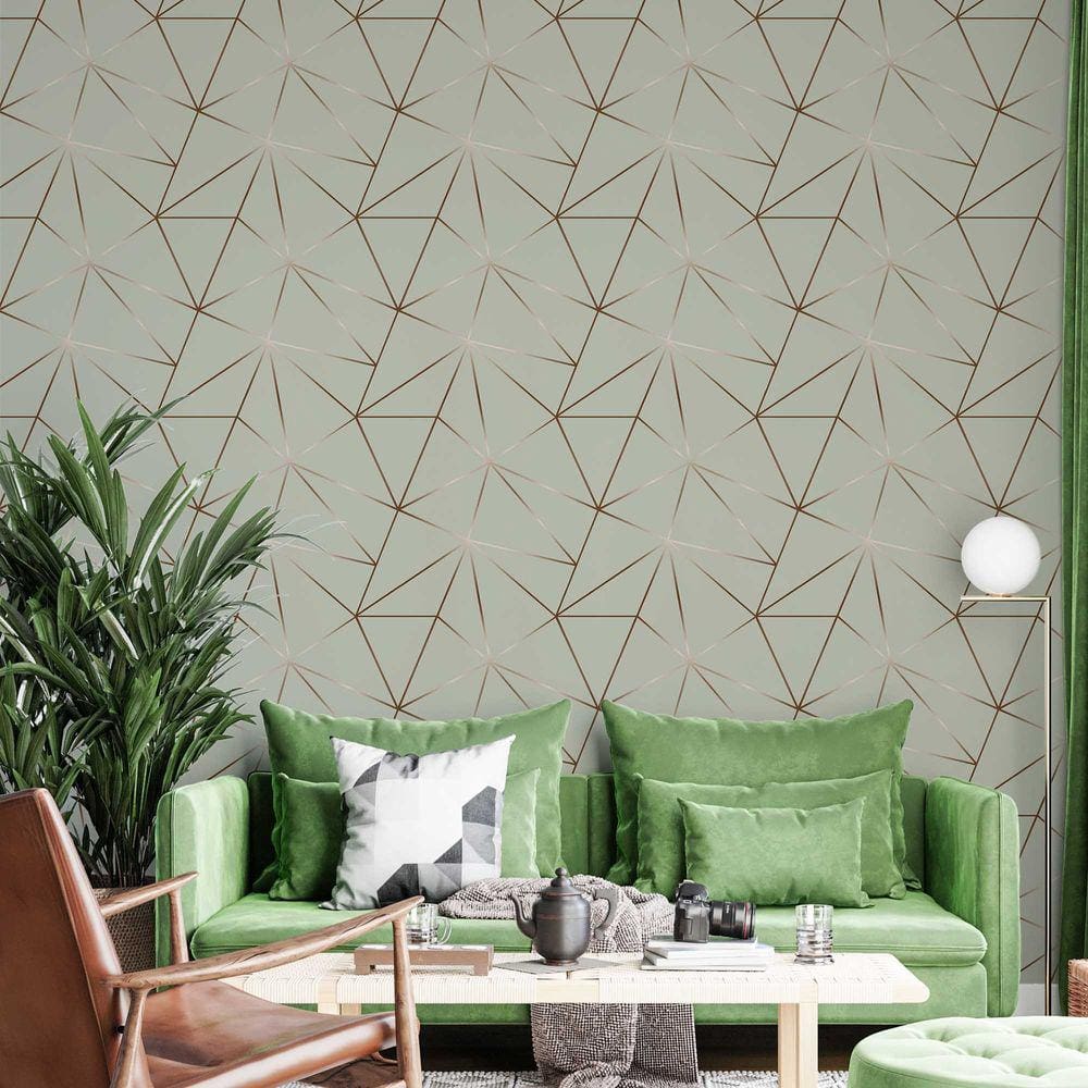 Papel De Parede Adesivo Zara Verde Acinzentado e Marrom
