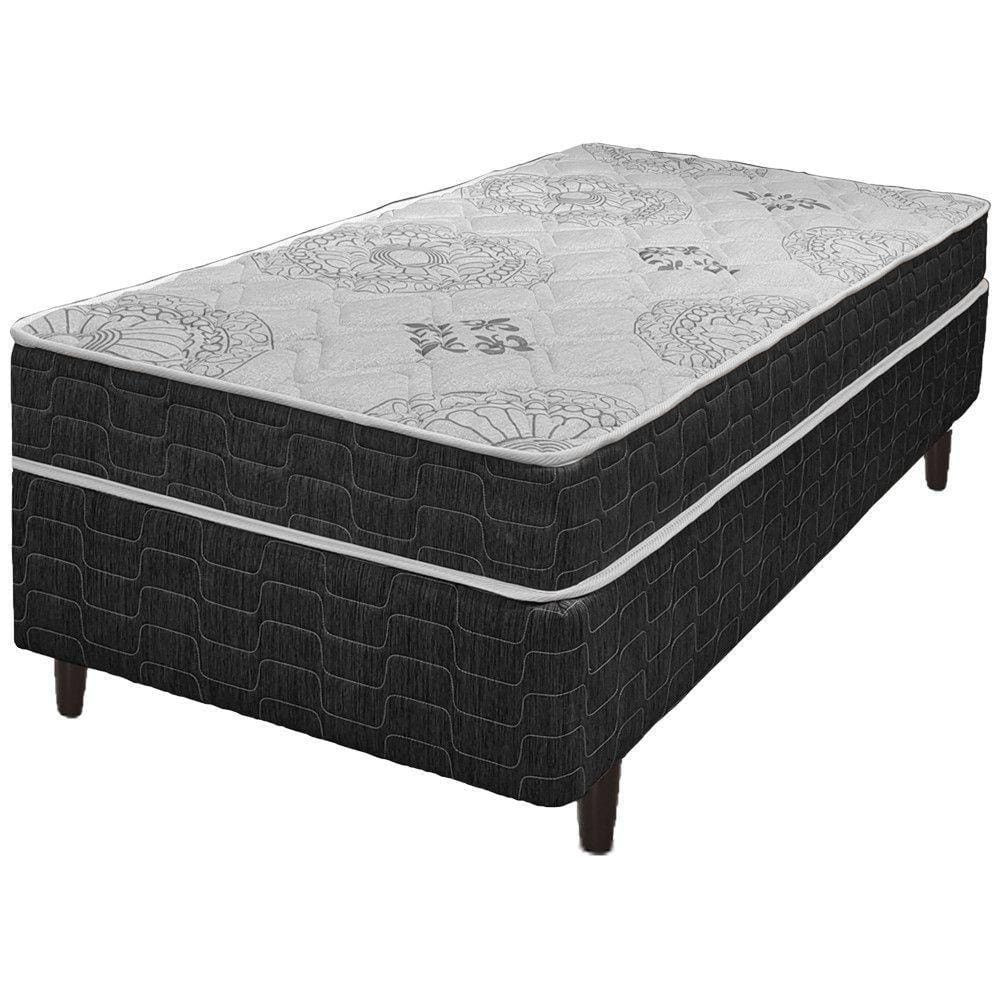 Cama Box Solteiro + Colchão San Francisco Ortopédico 88cm Preto
