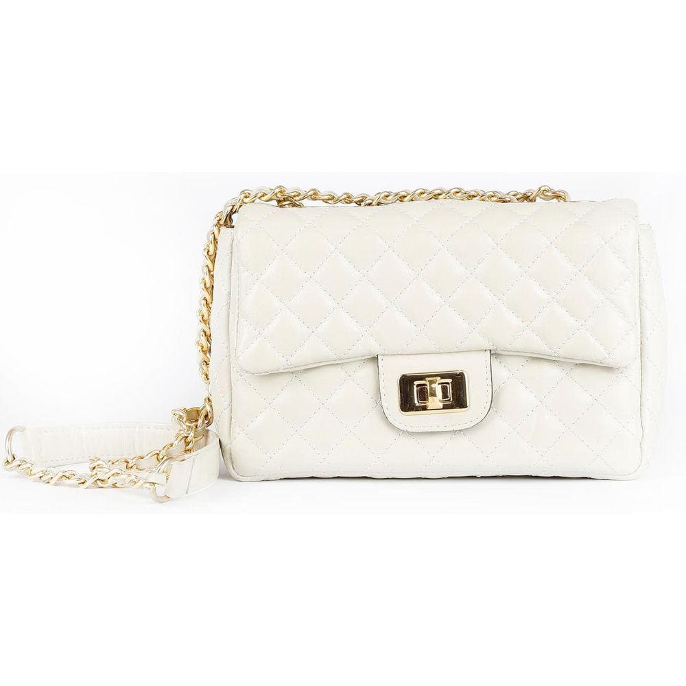 Bolsa Feminina Luxo Matelasse Couro Off White Ouro