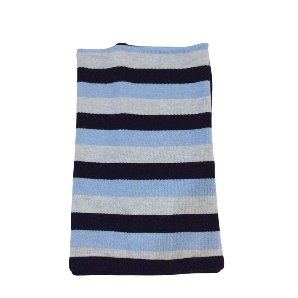 Manta Tricot Masc Noruega Listras Azul