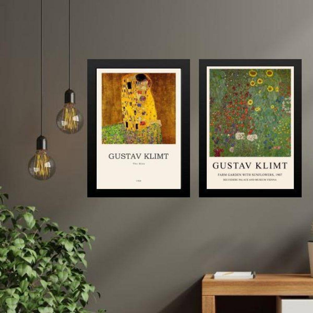 Kit 2 Quadros Posters Obras Gustav Klimt 24X18Cm