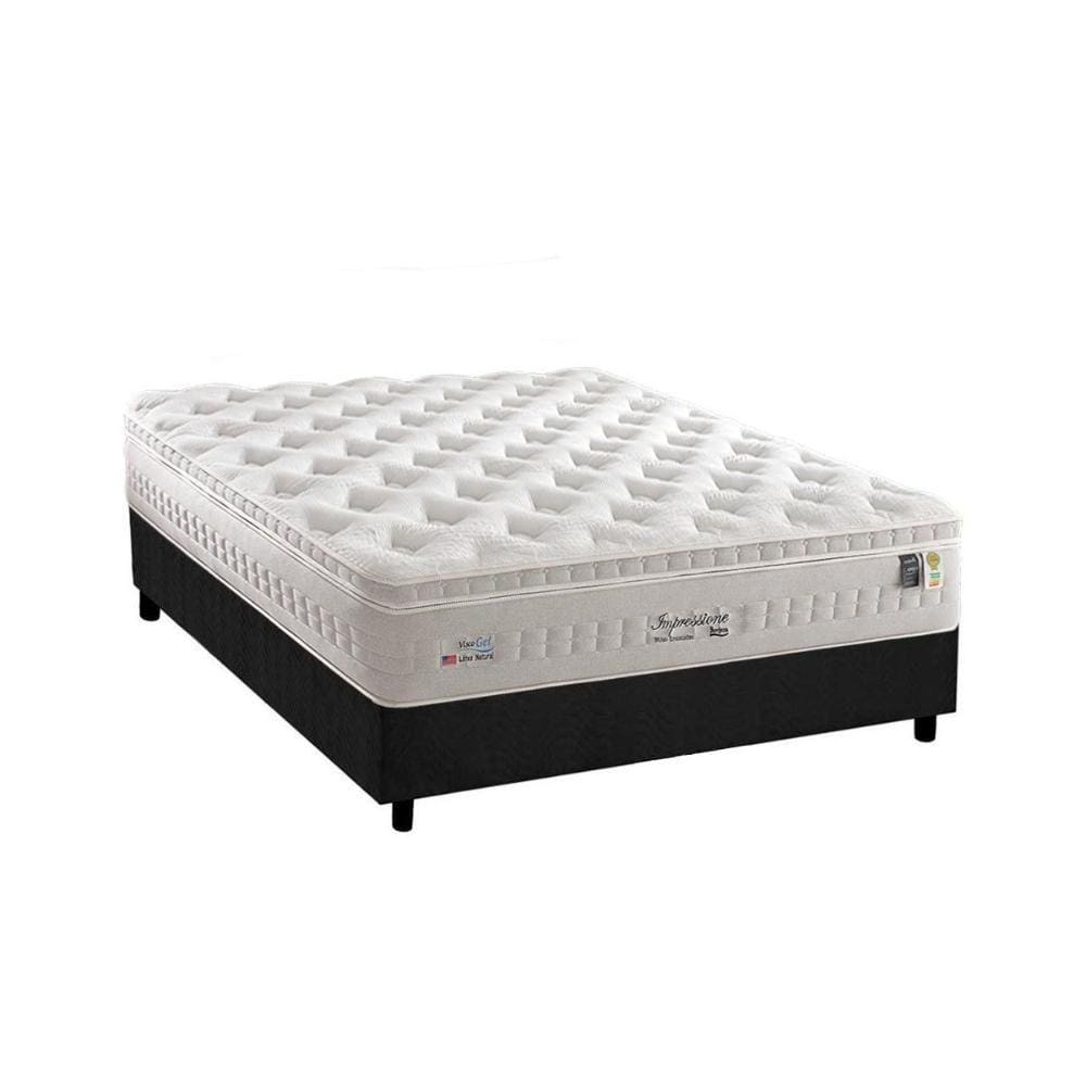 Cama Box Casal: Colchão Molas Ensacadas Anjos MasterPocket Impressione + Base CRC Suede Gray(138x188)