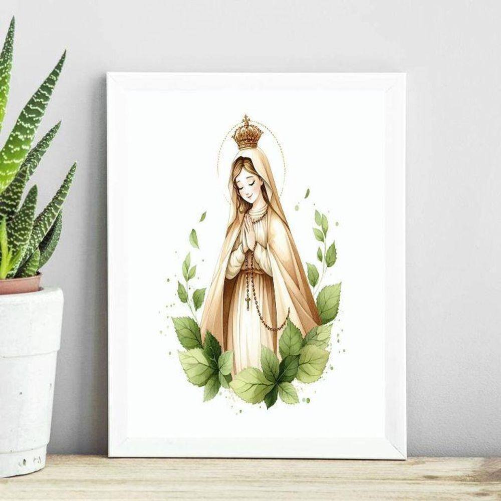 Quadro Nossa Senhora De Fátima Minimalista 45X34Cm