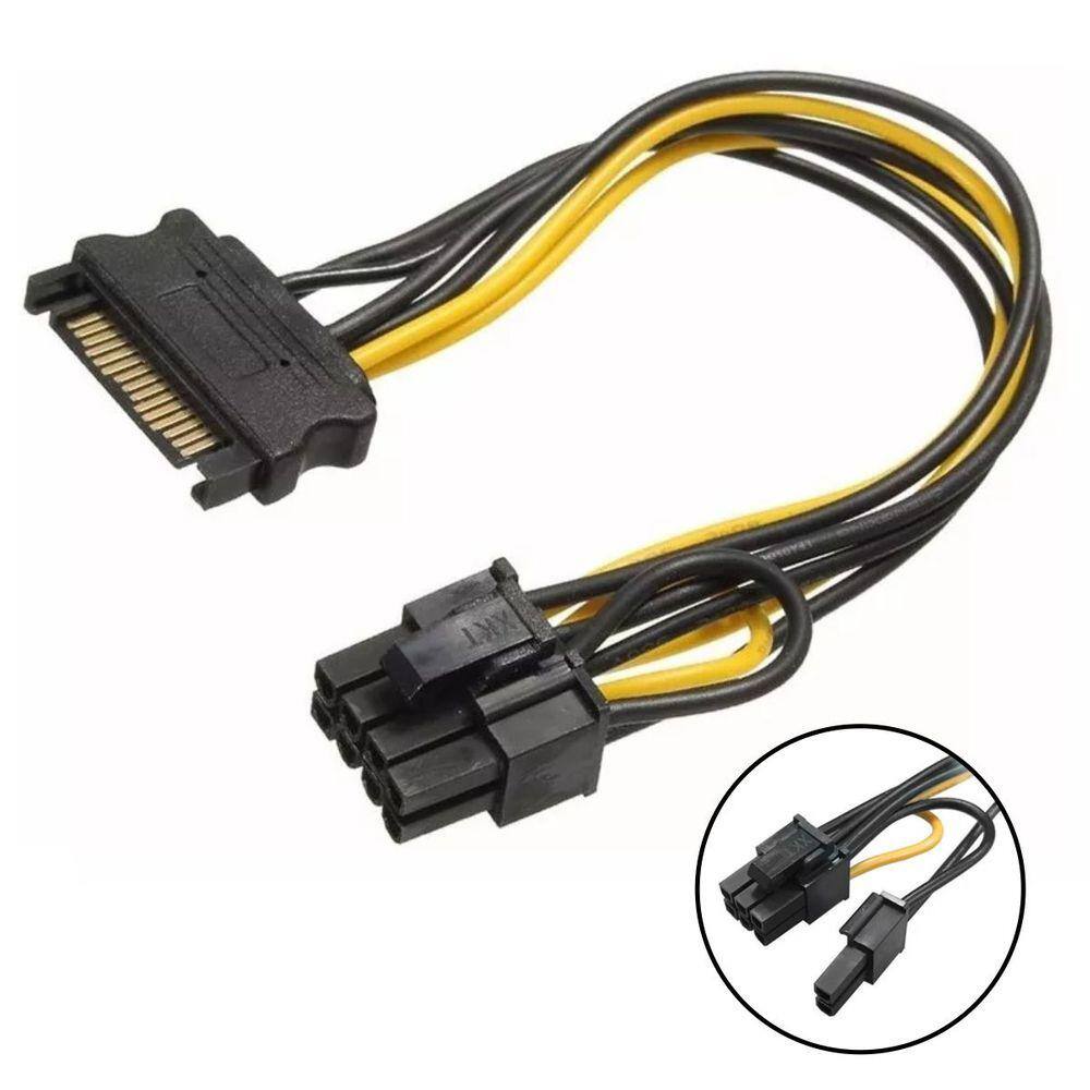Cabo Energia Alimentação Sata Macho para PCI-e Pci Express 8 Pinos (6+2) Fonte GPU Placa de Vídeo