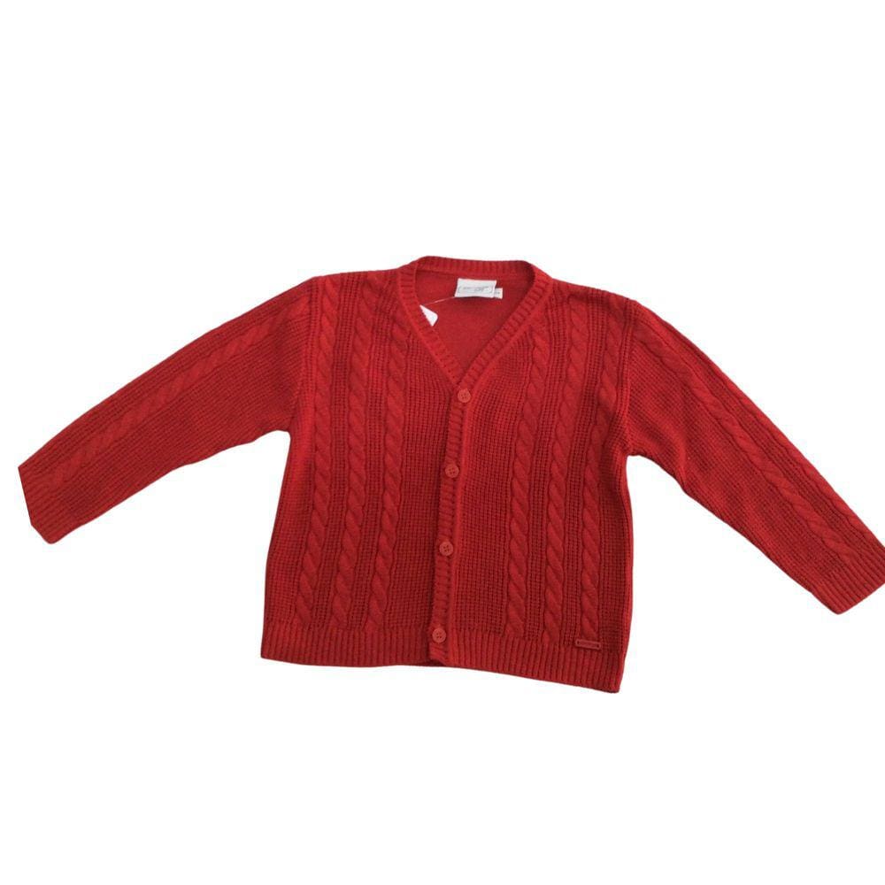 Cardigan infantil tricot Masc Noruega vermelho