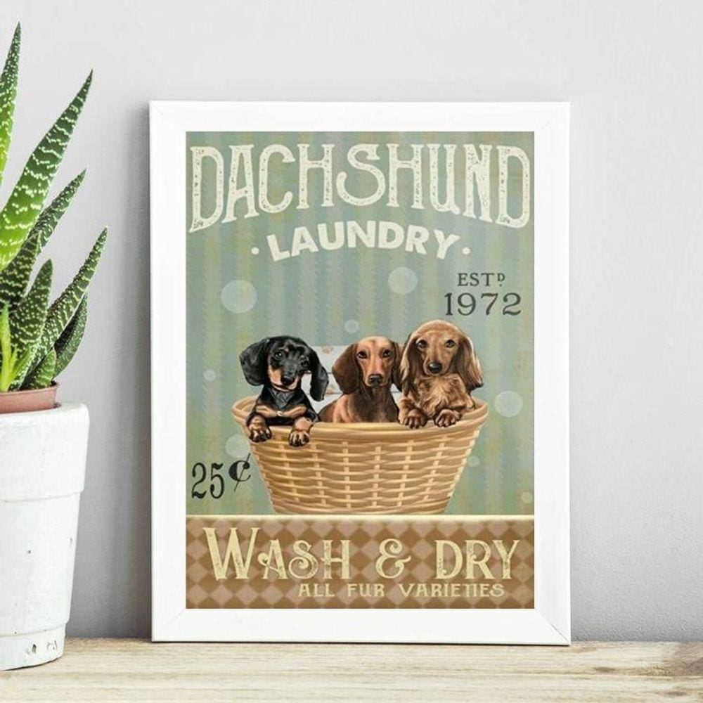 Quadro Para Lavanderia Dachshund 24X18Cm