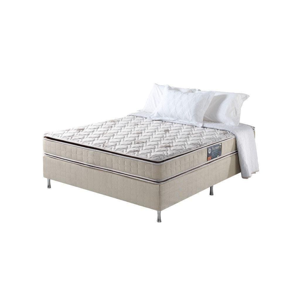 Cama Box Viúva + Colchão Espuma D70-d28 2 Pillow Top Orleans Bege