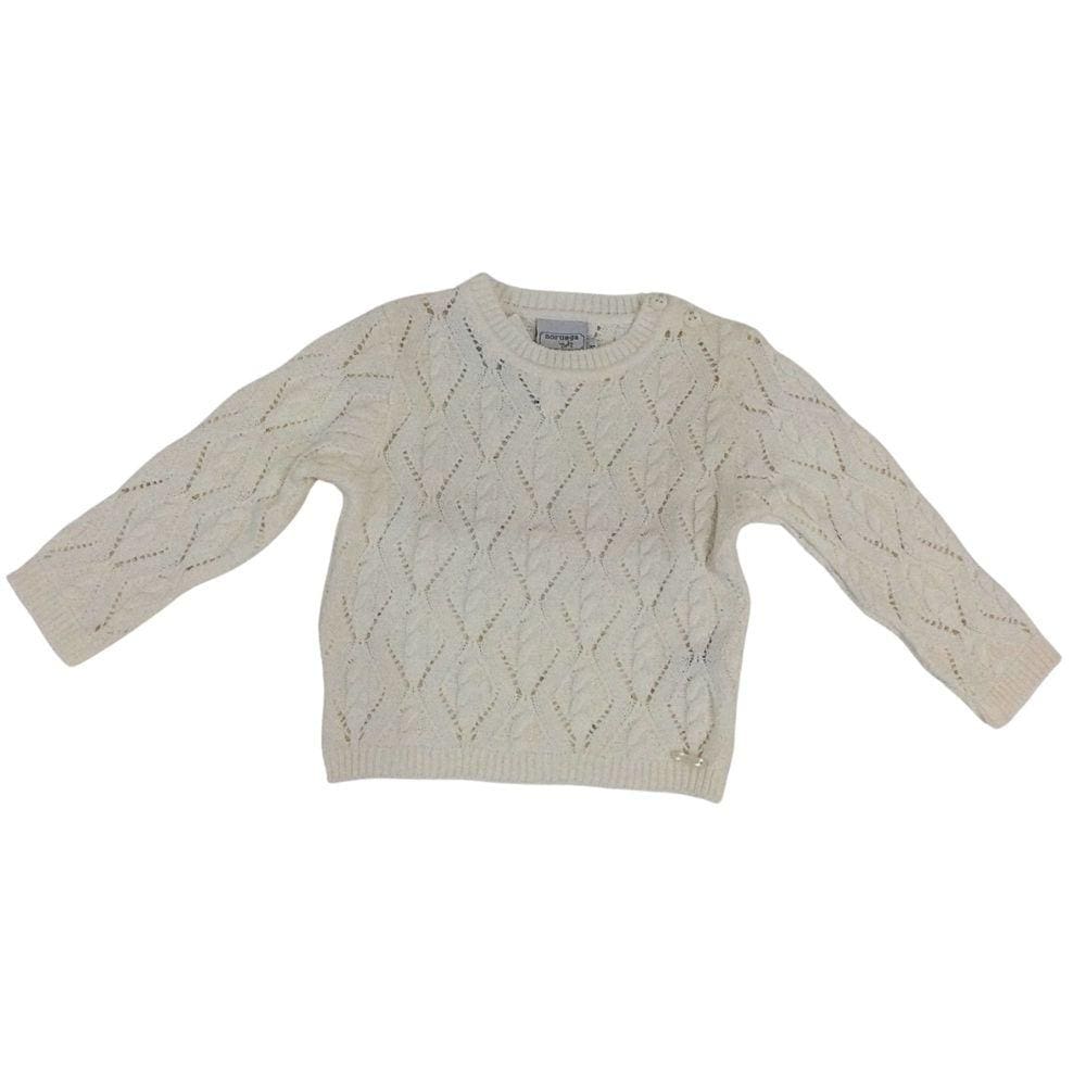Blusa infantil fem tricot noruega off white