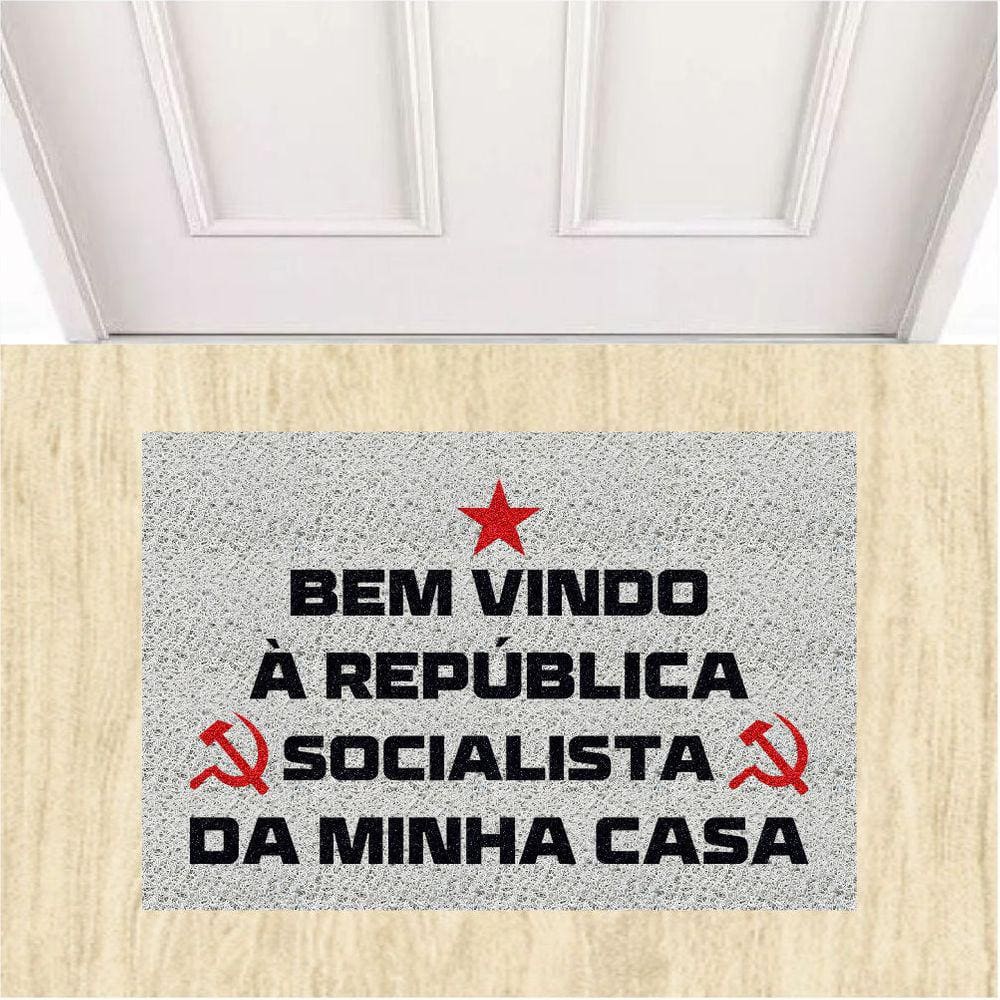 Capacho Tapete Bem vindo a republica socialista Decorativo.
