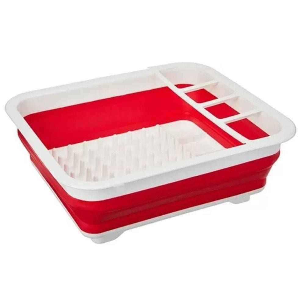 Escorredor de Louças Retrátil de Silicone - Vermelho - Quanhe