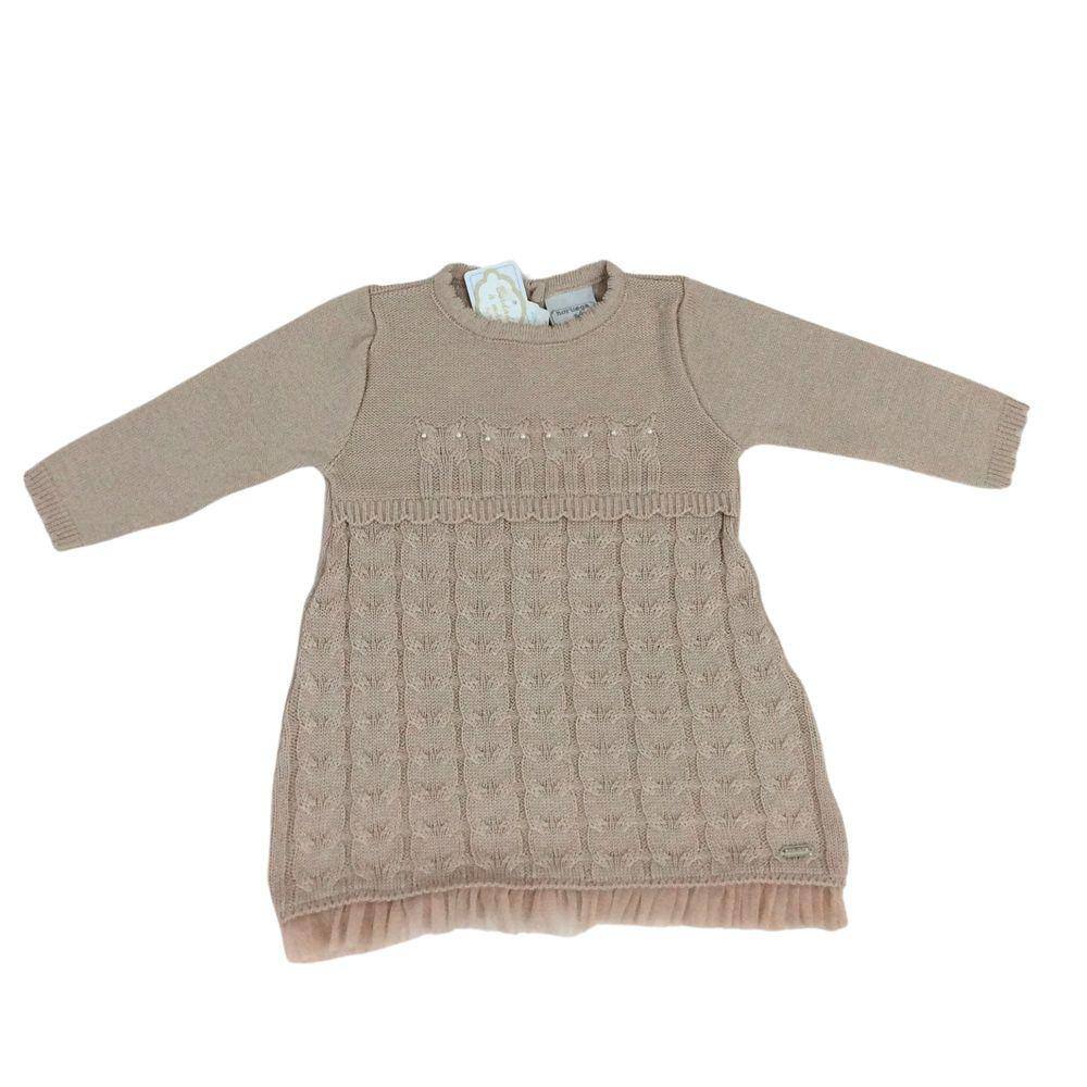 Vestido Infantil Tricot Noruega Nude