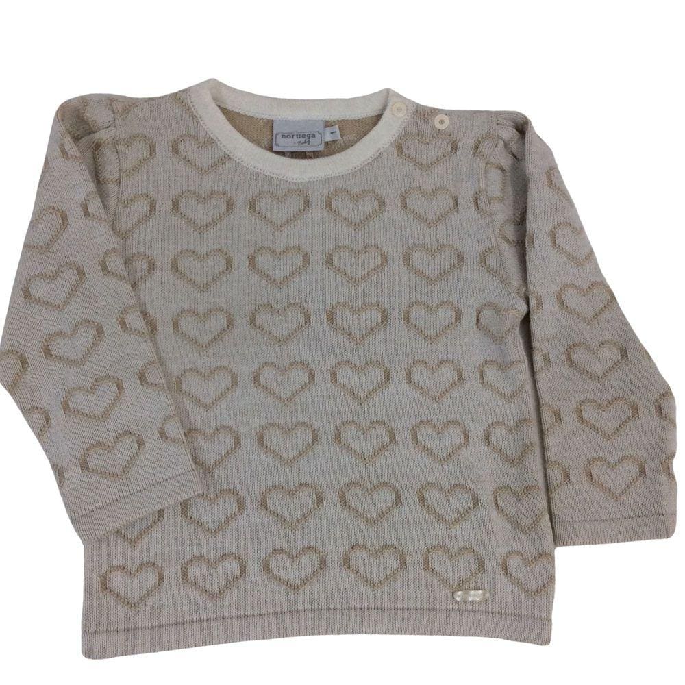 Blusa infantil fem tricot Noruega bege