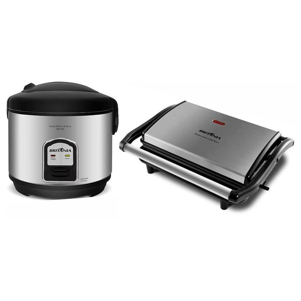 Kit Panela Elétrica e Sanduicheira e Grill Britânia Press 2 em 1 127V