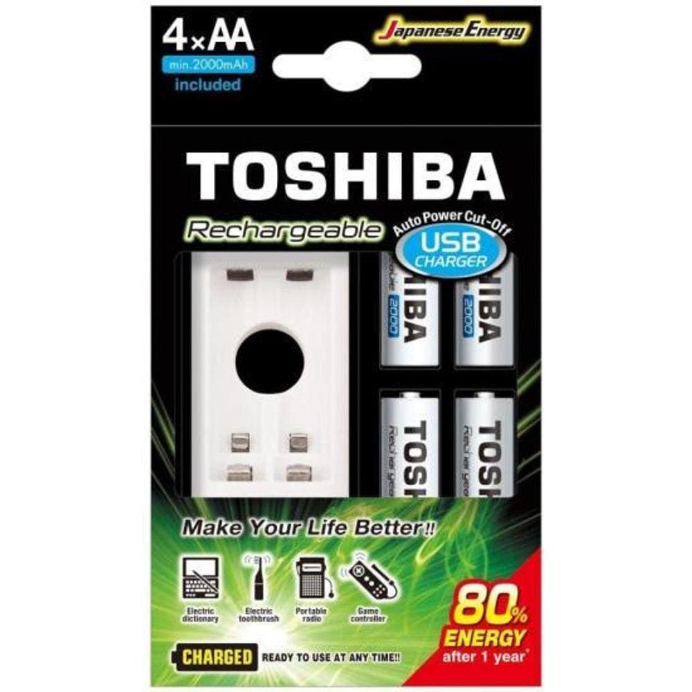 Carregador de Pilha USB TNHC-6GME4 CB (C/4 Pilhas AA 2000 MAh) Toshiba [F002]