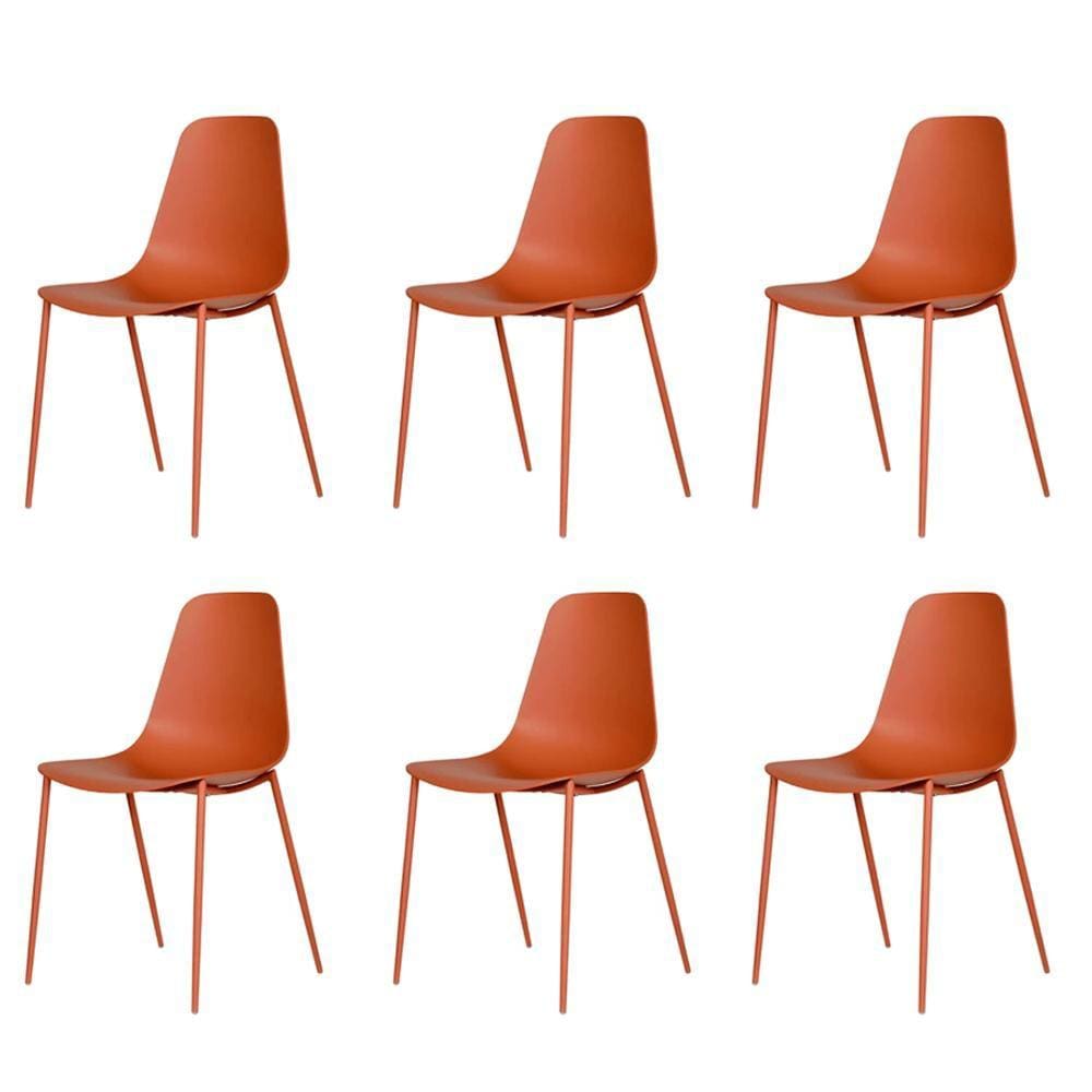 Kit 6 Cadeiras Miami Abi Fratini Polipropileno Cor Terracota Base em Aço com Pintura Epóxi Terracota