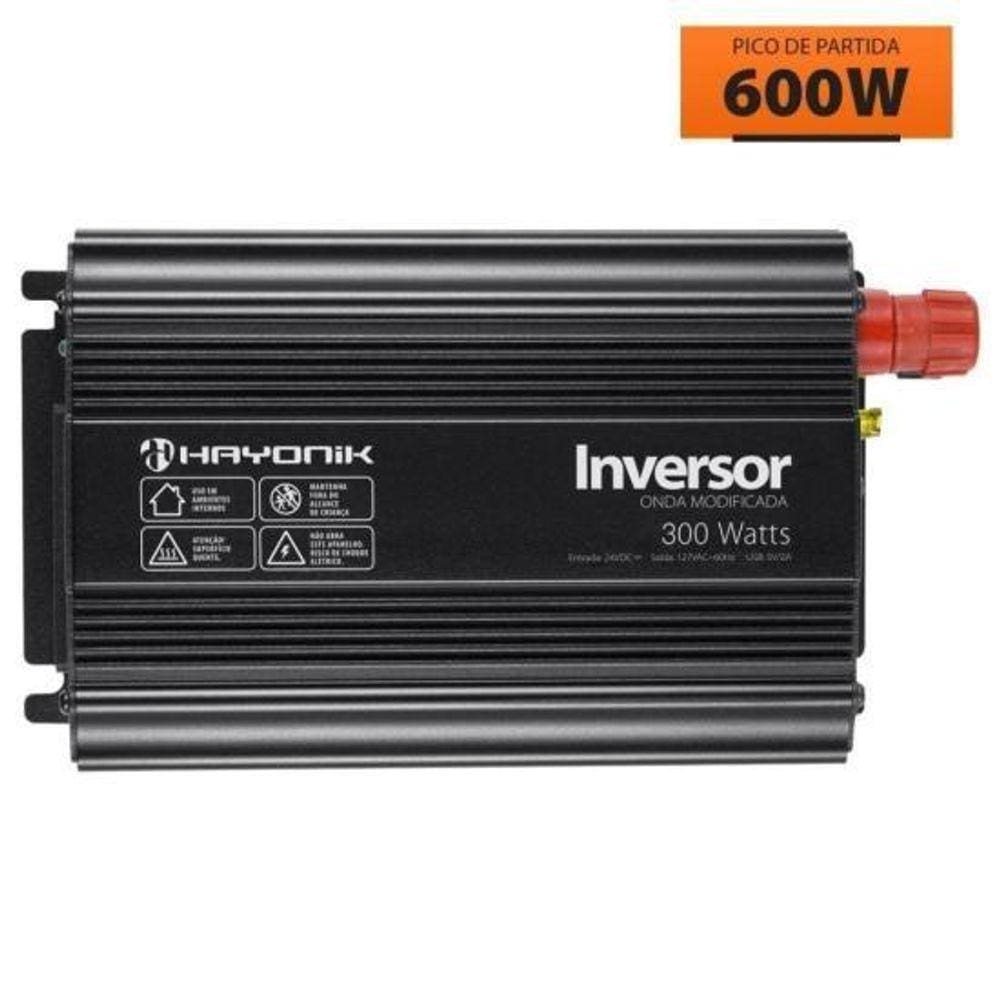 Inversor de Onda Modificada 300W 24VDC/127V PW11-8 Off Grid Hayonik [F003]