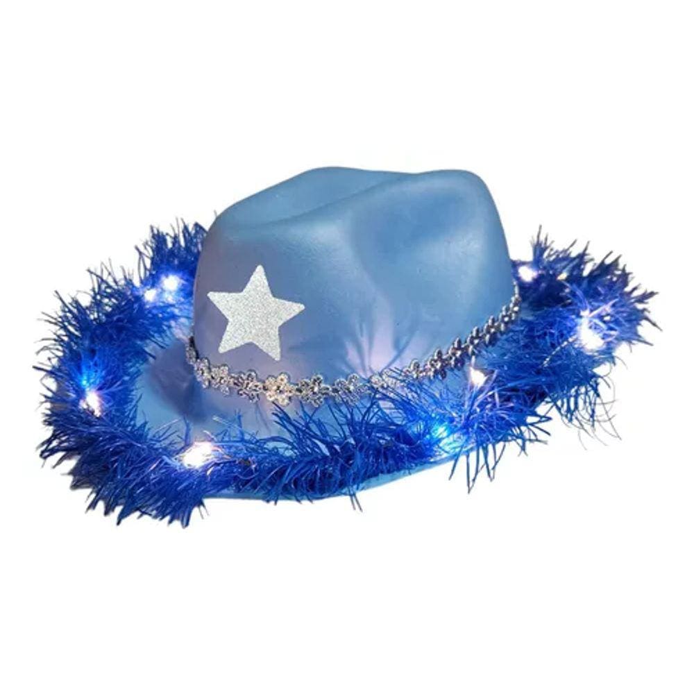 Chapéu Led Azul Pluma Country Ana Castela Boiadera Rodeio