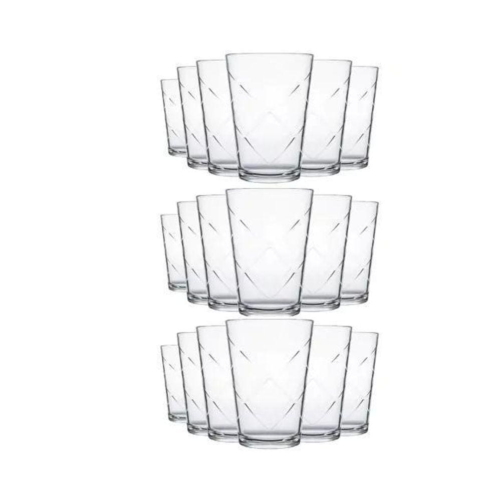 Jogo Com 18 Copos De Vidro 365Ml - Nadir