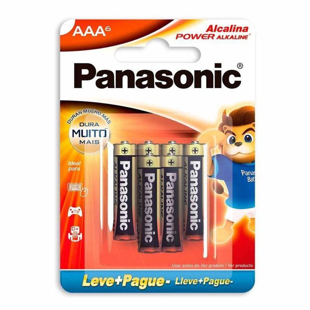 Pilha Alcalina Aaa Palito Panasonic 06 Unidades Lr03xab/6b192 - Pç / 6 [F108]