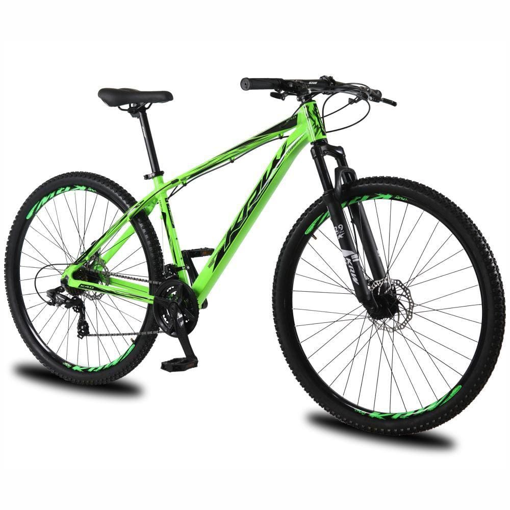 Bicicleta Aro 29 KRW Alumínio Shimano TZ 24 Velocidades Freio a Disco Suspensão Mountain Bike KR9