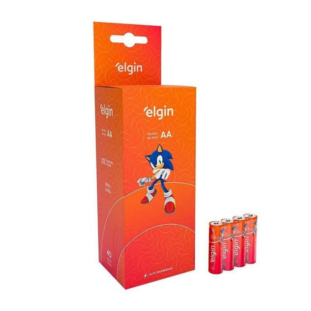 Pilha Zinco Aa Tubo 40 Unidades Elgin R06p - Pç / 40 [F108]