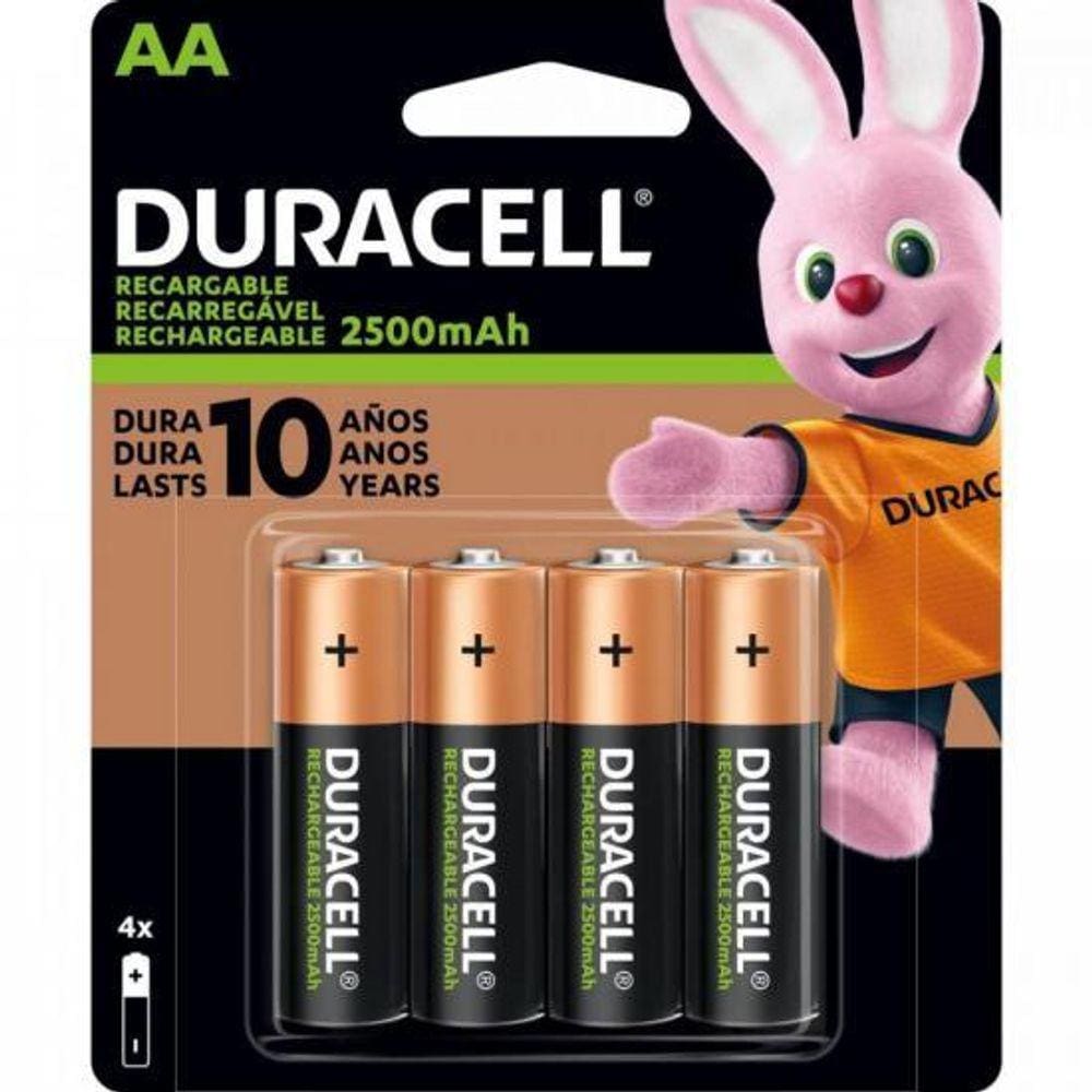 Pilha Recarregável AA 2500mAh (C/4 Pilhas) Duracell [F002]