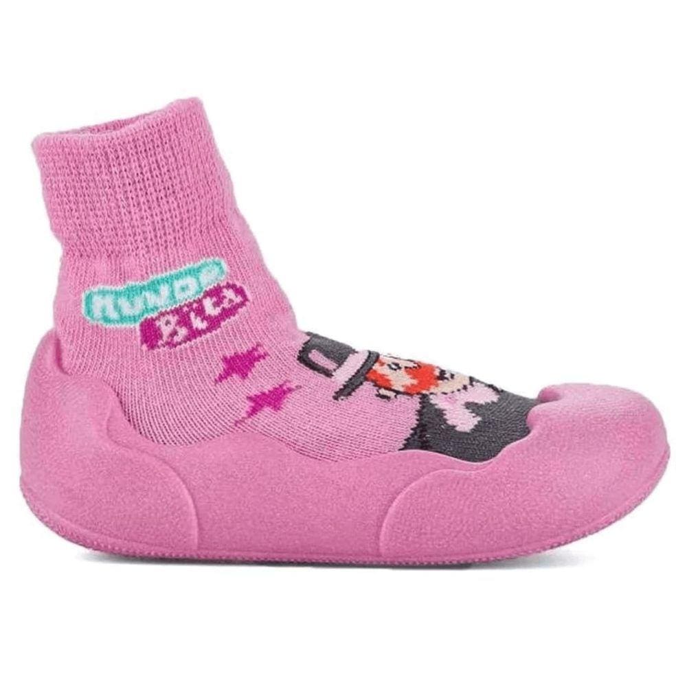 Meia Com Sola Grendene Mundo Bita Friendship Bebê Rosa Claro