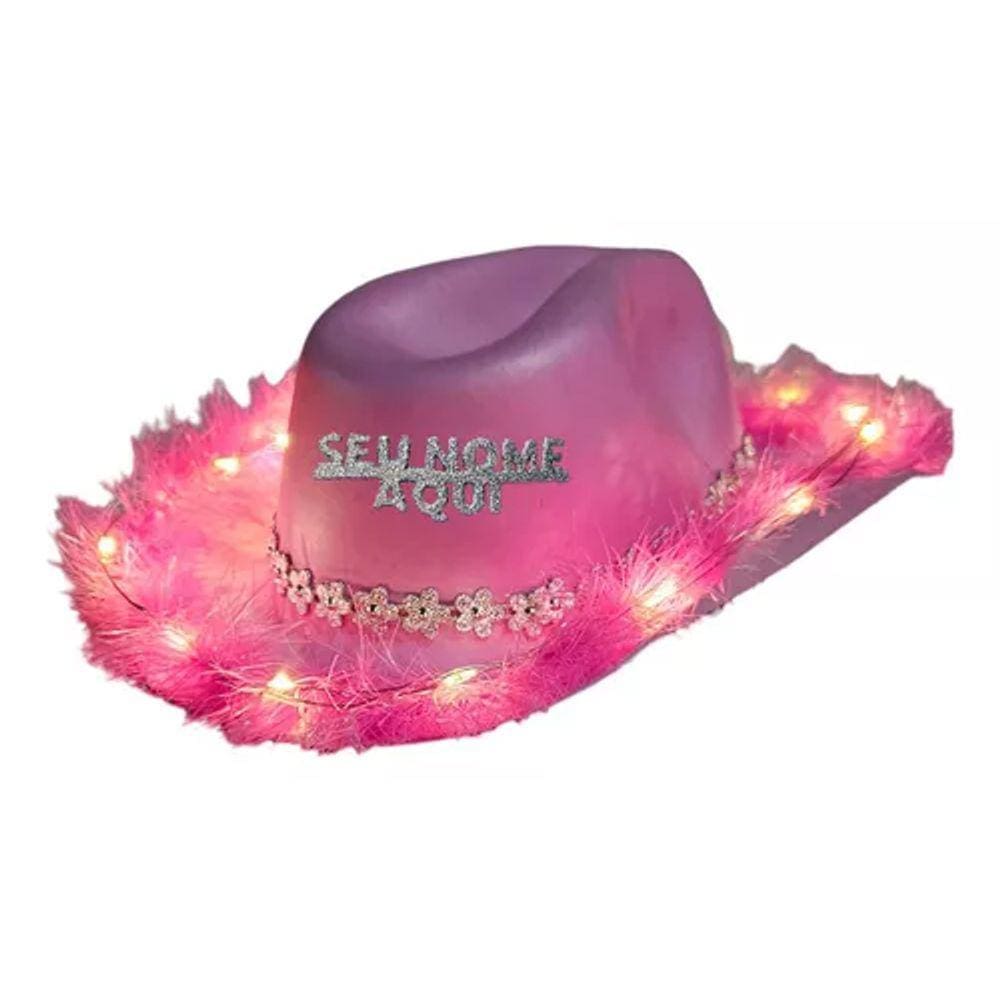 Chapéu Led Rosa Pluma Country Ana Castela Boiadera Rodeio
