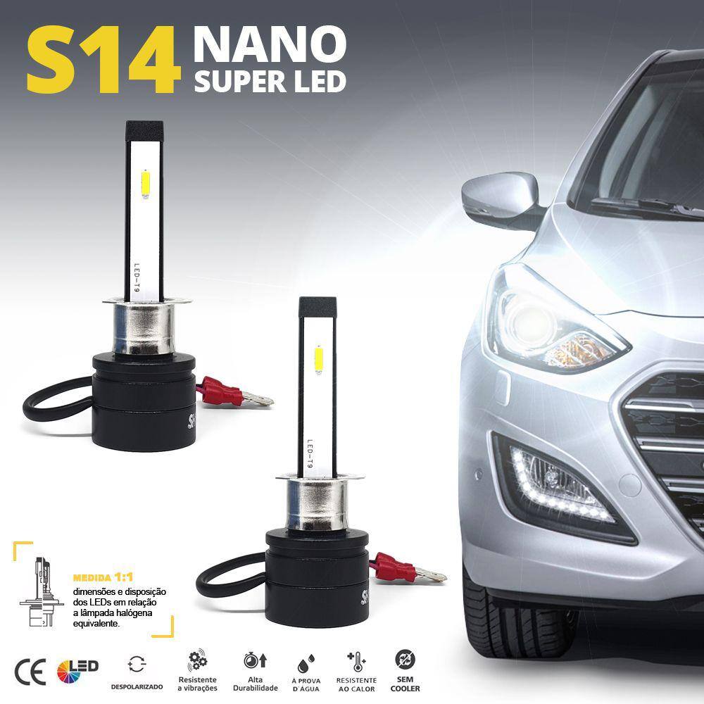 Par Lâmpadas H1 Farol Alto Ford Focus 2004 2005 2006 2007 2008 2009 Super Led Mini Nano 6000k Sem Adaptar Furar Tampa Shocklight S14