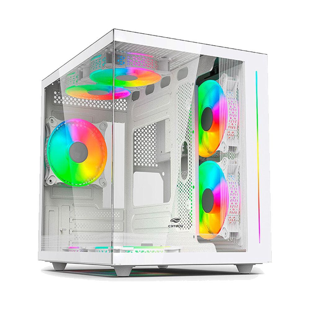 Gabinete Gamer C3Tech Gaming Aquarius MT-G810WH, Mini Tower, Micro ATX, Lateral em Vidro Temperado, Branco - MT-G810WH