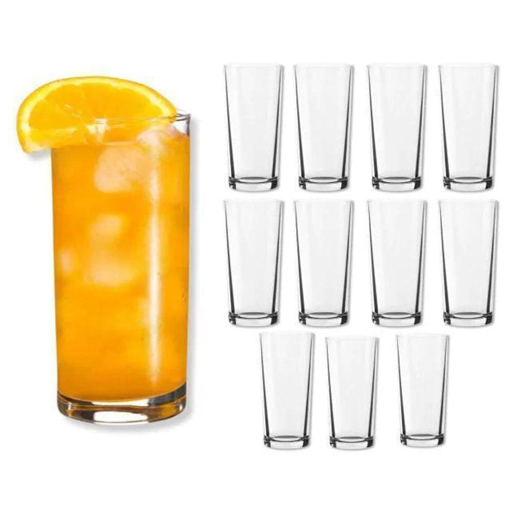 Conj 12 Copos De Vidro 240Ml Médio