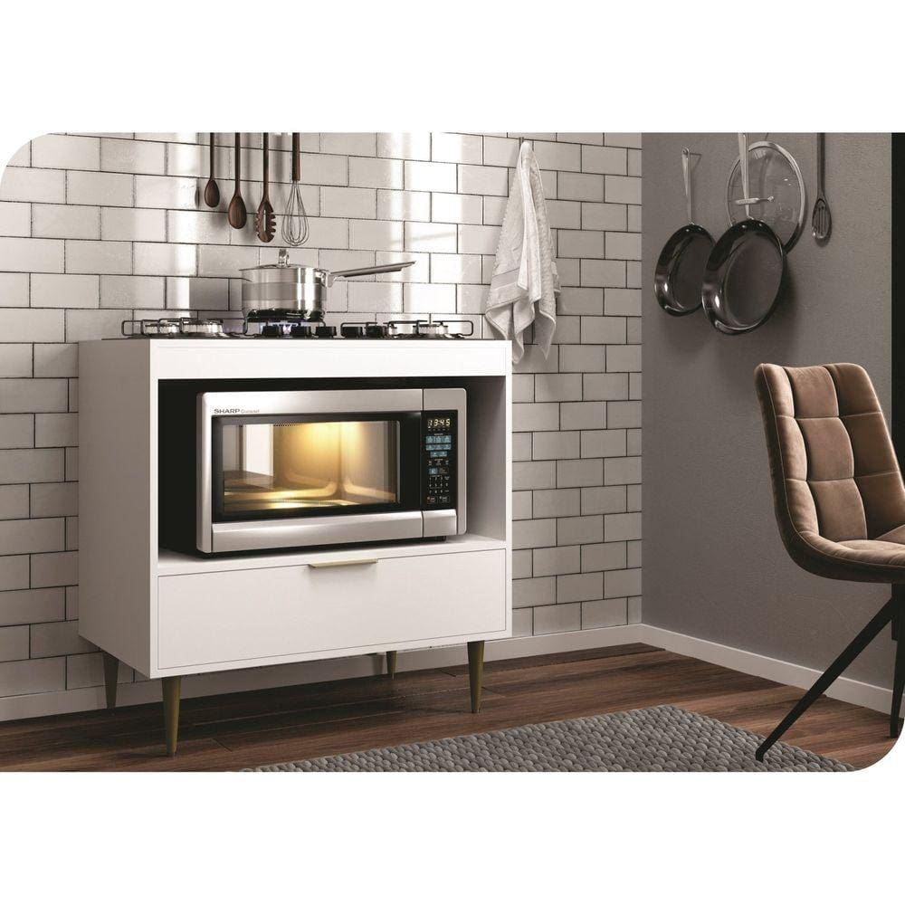 Balcão para Cooktop 4 Bocas Pérola Branco
