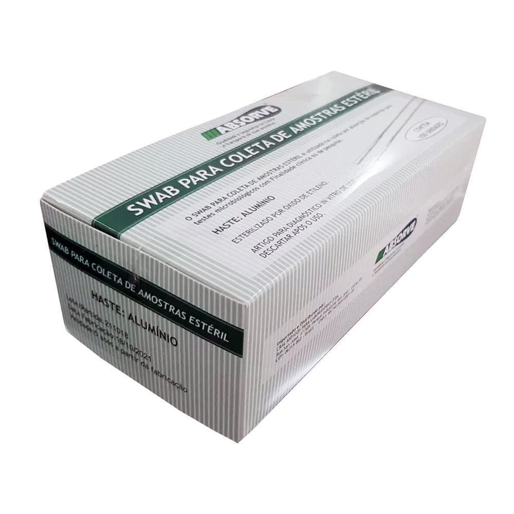 Swab Coleta Estéril | Haste Alumínio | 100 Unidades