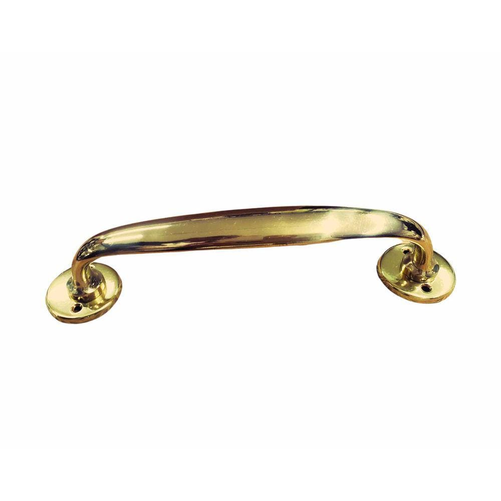 Puxador Alca Lisa Latao Fundido Dourado Com Roseta 26Cm 115M