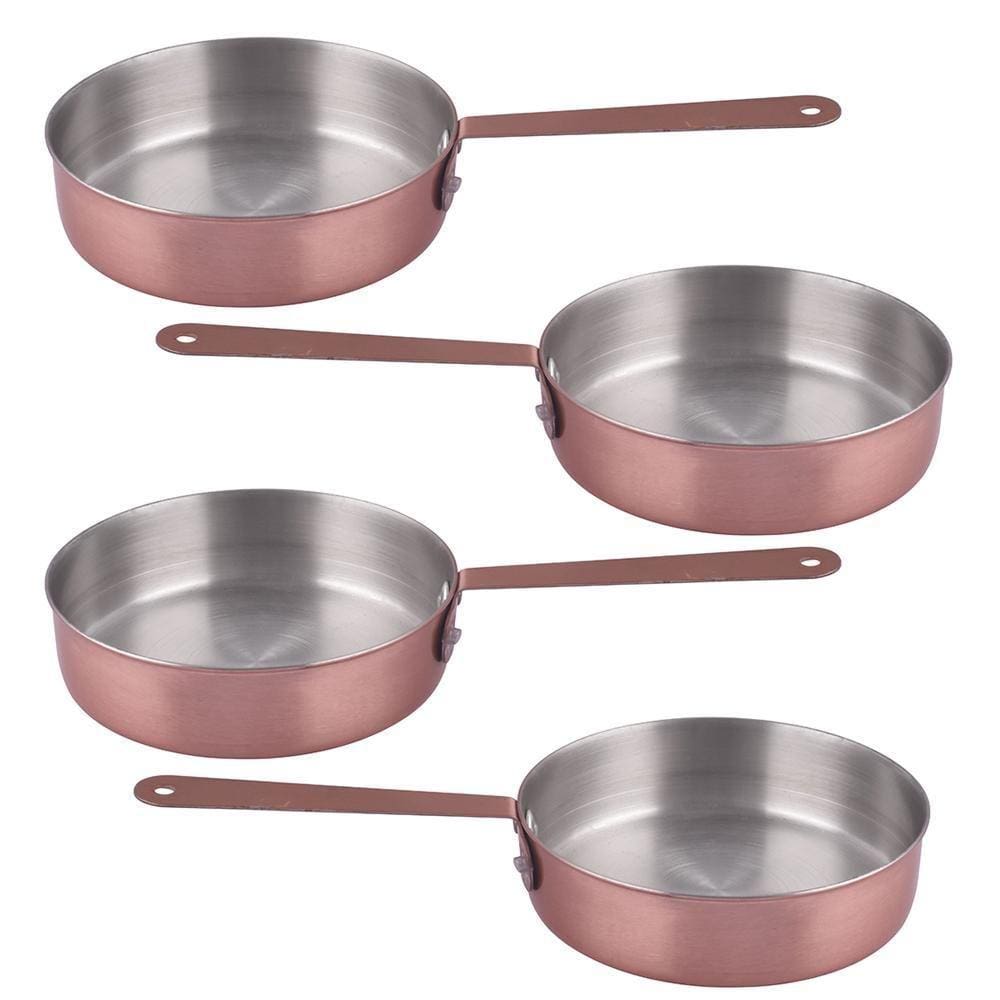Kit 4 Mini Frigideira Inox Servir Decorar Panelinha 10Cm