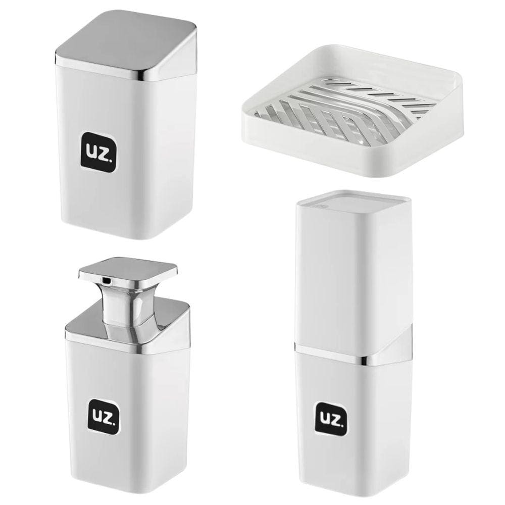Kit De Banheiro Utensílios Lavabo 4 Peças Acessórios Pia
