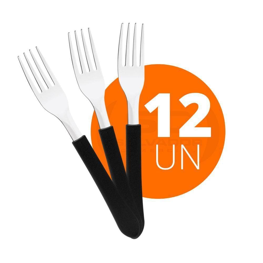 12 Garfos Mesa Leme Lâmina Aço Inox Preto Gpbag Tramontina