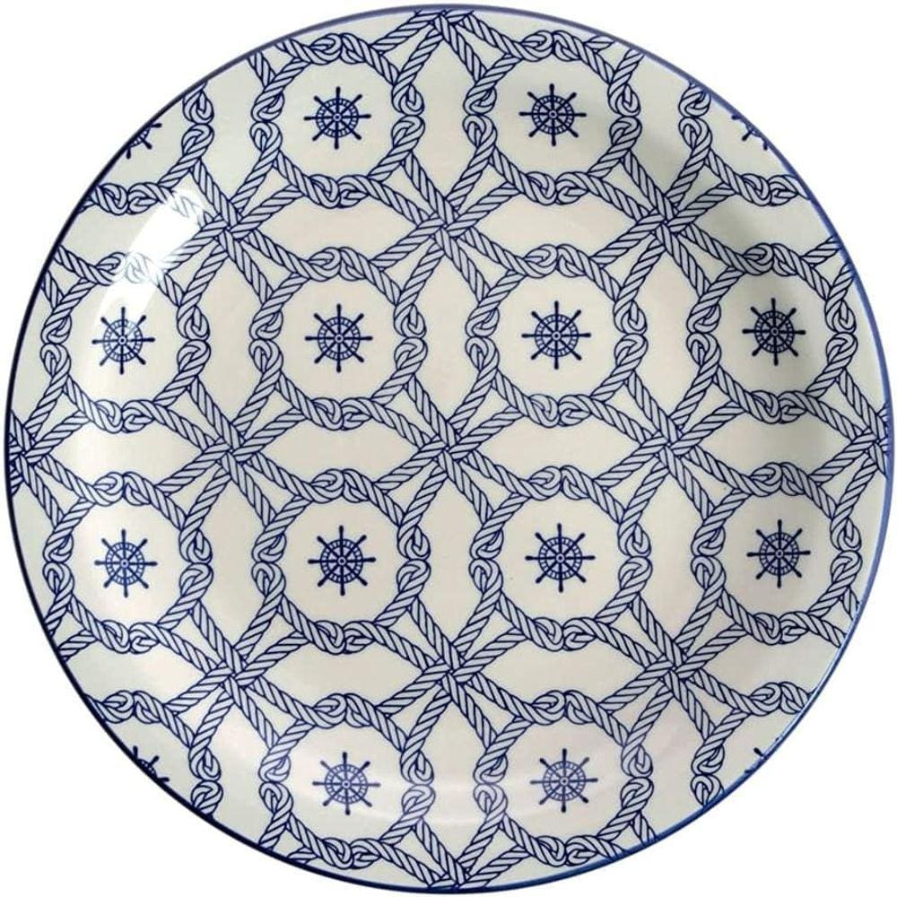 Prato Raso Floreal Náutico 26 cm Azul Oxford