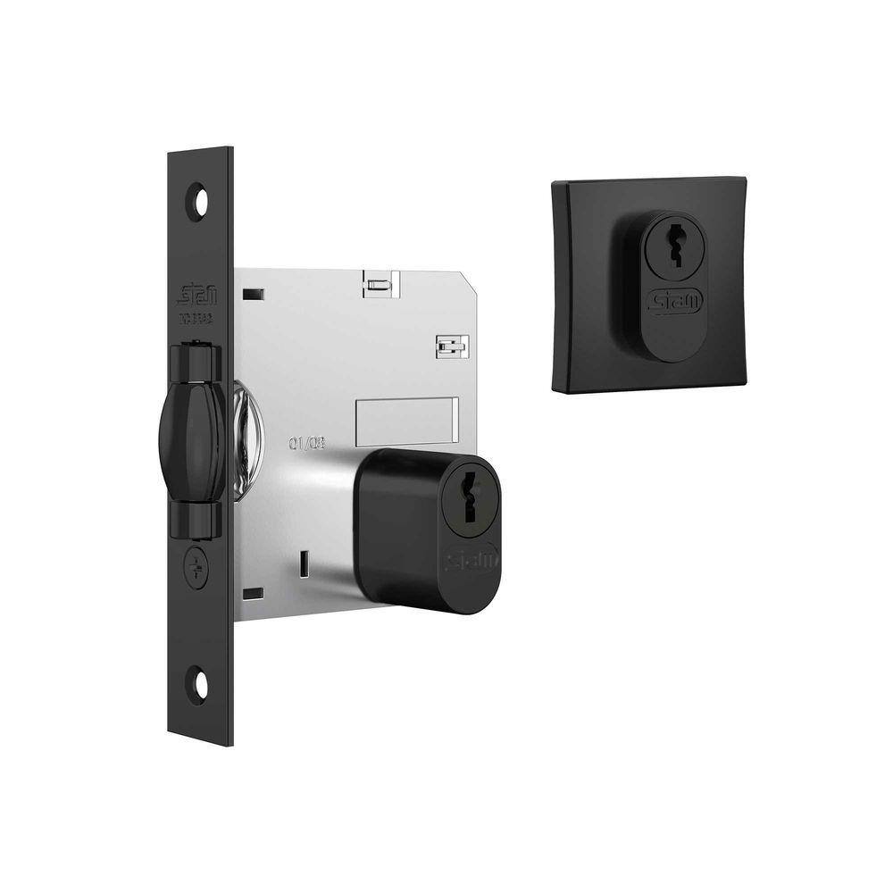 Fechadura Trinco Rolete 1005 Roseta Quadrada Black - Stam