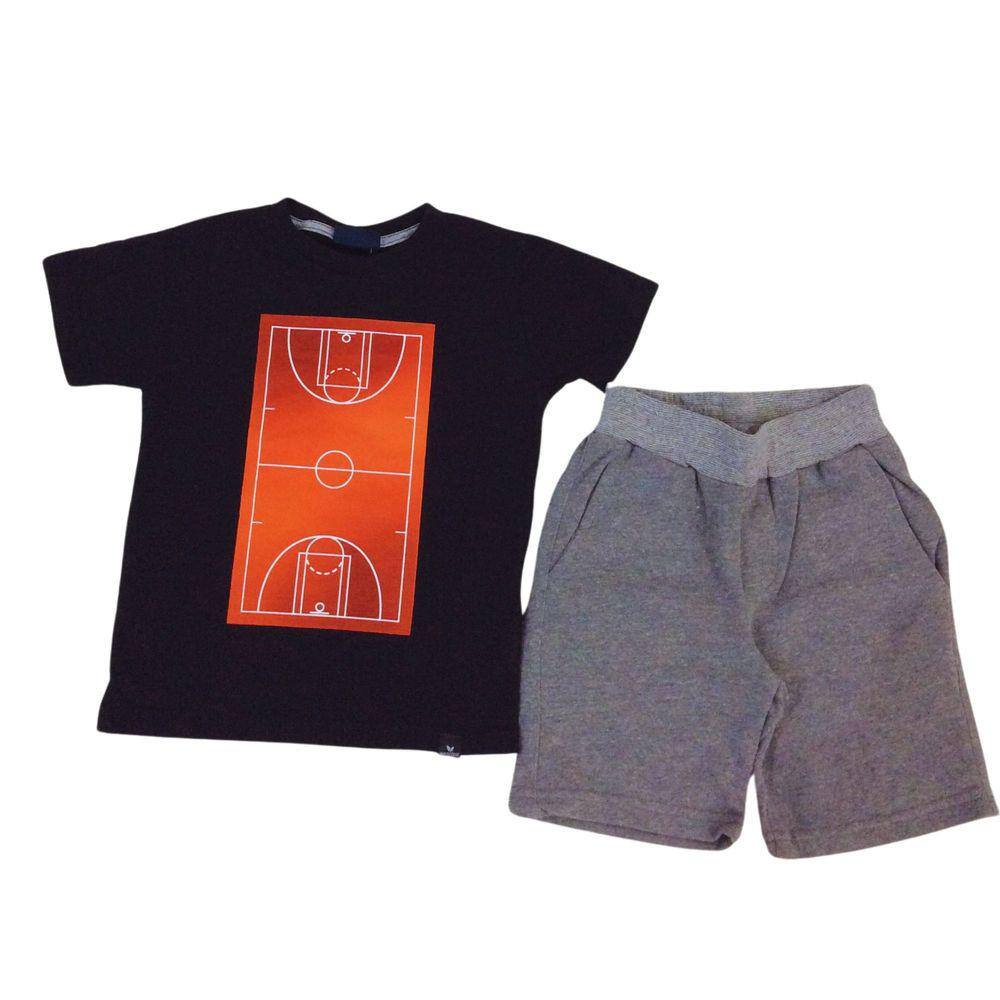 Conjunto Vrasalon Verão Masc Preto e Cinza